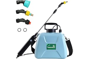 CALISTOUK Pulverizador Eléctrico para Plantas, Fumigadora Pulverizador 5 Litros, Pulverizadores Inalámbricos con Boquillas Regulable USB Recargable para Jardín y Lavado de Coches
