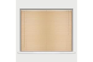 My Home Store PVC window Venetian Blind Blinds Easy Fit Trimmable Fittings Window Treatment Shutter Twist Open Close (Natural-Wood Grain Effect, 120cm wide (47.2") x 150cm Drop)