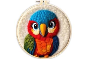 Amiiba Wollnadelfilz-Malset, bunter Papagei für Anfänger und Erwachsene, DIY Ihre eigenen Kunstwerke mit hochwertigem Filzzubehör (bunter Papagei)