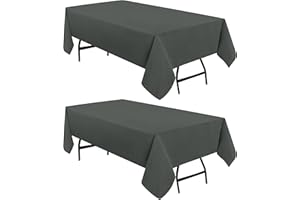 Utopia Kitchen Mantel de Poliéster - 52 x 86 Pulgadas (132 x 218 cm) Cubierta de Mesa - Lavable a Máquina - Ideal para Fiestas, Eventos, Bodas y Restaurantes (Pack de 2, Gris)