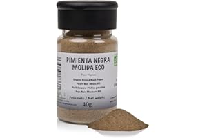 FRISAFRAN | Pimienta negra molida 40g | Pimienta pura | Pimienta Negra Molida Bio | 100% Ecológica y Natural | Sabor Intenso | Ideal Guisos, Salsas, Ensaladas | Sin Aditivos | pimienta molida Vegana