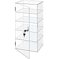 Barydat Acrylic Display Case with Lock Key Countertop Display Case Clear Showcase Display Cabinet Multi Functional Safe Storage Box for Retail Store (1 Piece,Fixed Shelves, 5 Tier)