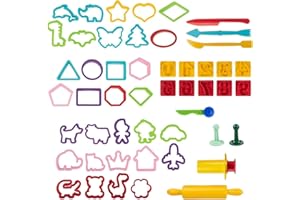 Genio Kids Moldes para Plastilina 50 Piezas para Niños 3+ Años - Gran Set de Herramientas para Plastilina, Arcilla Polimerica et Masa Suave, Accesorios para Plastilina