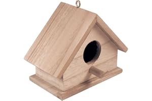 Rayher Domek dla ptaków, drewno, certyfikat FSC, 13,5 x 7,5 x 10 cm, domek dla ptaków do zawieszenia, z oczkiem, dekoracja drewniana do malowania i zdobienia, 62414000