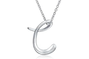 Bling Jewelry Personalize ABC Script Letter Alphabet Pendant Initial Necklace For Teen Women Gold Plated .925 Sterling Silver