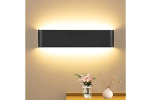CANMEIJIA Aplique Pared Interior, 16W Lampara Pared LED 41CM 3000K Luz Calida, Apliques pared Dormitorio de Aluminio Moderna Negro para Salon, Baño, Pasillo, Cocina, Escaleras, Oficina