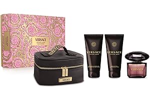 Versace Crystal Noir by Versace for Women – 4 pz Gift Set 3oz EDP Spray, 3,4oz Body Lozione, 3,4oz Shower Gel, Beauty Case