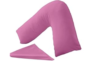 BuzzBuy Funda de almohada en forma de V, 100% polialgodón, soporte ortopédico para espalda y cuello, para embarazo/lactancia, solo funda de almohada en V (FUCSIA)
