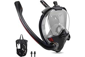 SRJEQC Maschera Snorkeling,Maschera Subacquea Adulti con Lente Ultra Chiara Anti Fog,Maschera Sub Panoramica 180° Design,Maschera Snorkeling adulto Compatibile con Videocamere Sportive Adulti Unisex