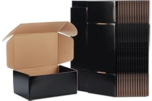 EXYGLO 9x6x4 inch Cardboard Postal Boxes 25 Pack, 229x152x102 mm Black Gift Boxes for Packaging, Medium Shipping Box Mailers for Posting Mailing Small Business