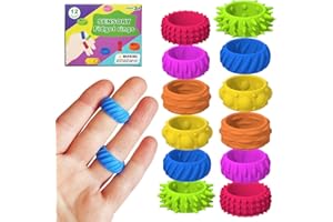 GALAXY BEAUTY Fidget Sensory Rings for Autism & ADHD | Anxiety & Stress Relief Finger Toys for Kids & Adults | 12-Pack Focus & Sensory Stimulation | Non-Toxic, Durable, Portable | Classroom & Office Use