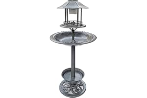 DRULINE Bagno Dell'Uccello Abbeveratoio Uccelli Grande con Piedini di Supporto Contenitore per Mangime Casetta Foglia Design Decorativo Giardino Scopare sul Il Ciotola Acqua - Klein Grau