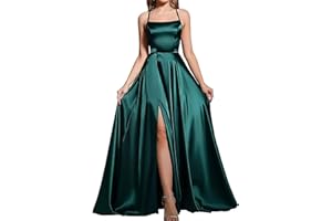 BABYONLINE D.R.E.S.S. Robe de Cocktail Longue Chic avec Fente Dos Nu A-Ligne Femme Longue pour Cérémonie