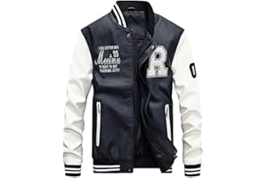 Vogstyle Uomo/Signori/Ragazzi PU Pelle College Baseball Jacket Felpa Motociclista Giacca Giubbotto