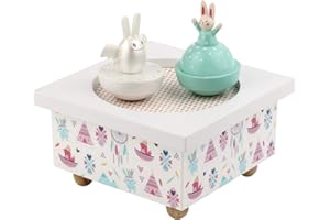 Trousselier - Coniglietto angelo e madre - Scatola musicale danzante - Carillon, Colore avorio