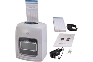 ECUTEE Timbracartellini Dipendenti, Rilevatore Presenze dei Dipendenti, Presenze macchina con orologio e 50 schede di tempo 2 chiavi Electronic rilevatore presenze（Versione inglese）
