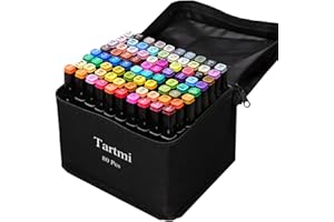TARTMI 80 Farben Graffiti Stifte Set, Twin Tip Marker Stifte Set für Manga Design Schule, Sicher und schnell trocknend, Ausgestattet mit Schwarzer Tragetasche Lagerbasis