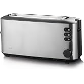Severin Tostadora autom&aacute;tica, tostador largo con soporte para panecillos, tostadora el&eacute;ctrica para tostar, descongelar y cale
