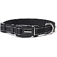 WOOFLIX Reflective Dog Collar For Training And Walks|Adjustable Nylon Training Collar With Tactical Buckle And D-Ring For Medium And Large Dogs|Reflective Dog Collar|(Medium, Black, 13 Cm X 15 Cm)