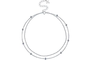 Yinsen Bracelet de cheville pour Femme Argent Sterling 925 Double Chaînes avec Boules Chaînes de Cheville Bijoux Cadeaux pour Maman Femmes Filles (22+4cm)