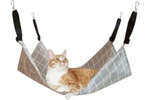 HELWEET Hamac pour chat, cage pour animaux de compagnie, bretelles réglables, convient aux animaux pesant jusqu'à 9 kg (57 x 47 cm)