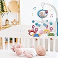 Cot Mobile for Babies, Baby Mobile for Crib, Hanging Projection Mobile with Music Box, Timing Function, Musical Mobile for Baby, Gifts for 0-12 Months Newborn (Blue)