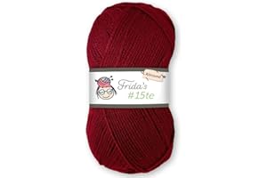 Frida's Wollhaus Frida's 100 g #15te Allround Basic Hilo para Tejer y Crochet de Lana para Bebé, Suave, 45 Colores (577 | Vino Rojo)