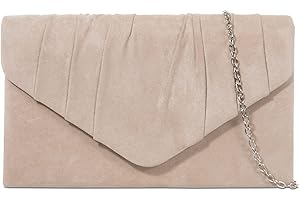 fi9® Plain Suede Pleated Wedding Ladies Party Prom Evening Clutch Hand Bag Purse