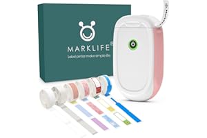 ‎MARKLIFE MARKLIFE P11 Etikettendrucker Handgerät,Tragbarer Thermo-Aufkleberdrucker mit Band,Mini Selbstklebend Etikettiergerät für Zuhause Büro Lagerung (Pink, P11+6 Rollen Etiketten)