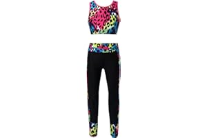 Fldy Kids Girls Tracksuit Athletic Leggings Yoga Pants with Crop Tank Top Workout Activewear Dance Sports Outfits