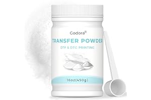 Godora DTF Powder White Digital Transfer Hot Melt Adhesive, DTF PreTreat Transfer Powder for Black or Dark Colored Garments, DTF Hot Melt Adhesive Powder for All DTF and DTG Printers, 450g - 16oz