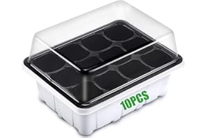 KAHEIGN 10Pcs Seed Sprouting Trays, 12 Cells Plant Germination Tray Healthy Wheat Grower Crop Cultivation Trays for Plants Fruits Vegetables Seedling (With 10Pcs Trays and Lids)