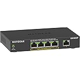 NETGEAR Switch PoE+ 5 porte Unmanaged GS305P, Switch Ethernet Gigabit con 4 PoE+ a 63 W, montaggio desktop o a parete