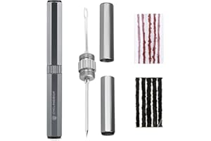 SMIRAIN 𝗦𝗠𝗜𝗥𝗔𝗜𝗡 Kit Riparazione Tubeless MTB Attrezzi Bicicletta, Strumento Foratura Pneumatici per Bici con 10 Vermicelli, Alesatore per Foratura per Riparazione Pneumatici Accessori Professionali