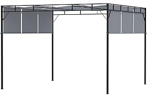 Outsunny Pergola avec 3 Toiles rétractables 3L x 3l x 2,25H m Structure Acier - Gris foncé et Noir