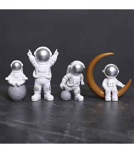 Dosker Astronauten-Figur – Raumfahrer-Skulptur Aus Polyresin, Hellblau, 34,8 X 16 X 16 Cm