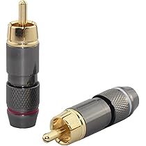5 Spine RCA Maschio Placcato Oro 24K - Connettori Phono A Vite Senza Saldatura