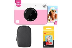 KODAK Appareil Photo Instantané Printomatic (Rose) Coffret Basique + Papier Zink (20 Feuilles) + boîtier Deluxe + Courroie Confortable à Mettre Autour du Cou