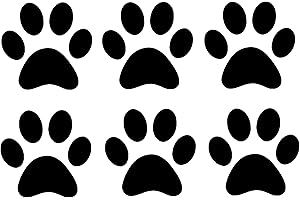 HATCHERABILIA Pack of 12 Cat Dog Animal Paw Cute Stickers - Sticker Pack - Laptop Stickers - Water Bottle Stickers - Wall Decal - Gifts for Cat Lovers - Cat Gifts for Women (Black, 4cm x 4cm)