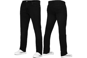 989Zé ENZO Mens Stretch Straight Leg Regular Fit Casual Cotton Classic 5 Pocket Basic Zipper Denim Jeans