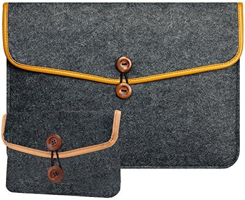 RAINYEAR Slim Resistant Paperwhite Laptop Felt Sleeve Case Accessory 13"-13.3" Macbook Computer Sleeve Felt Briefcase for Tablet/Notebook, 13.3 Inch HP/Dell/Samsung/Asus/Belkin(Darkgray)