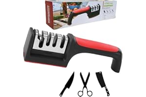 WIMPA Afilador Cuchillos - Base Antideslizante - Afilador de Cuchillos Profesional - Afilador de Tijeras - Utensilios de Cocina - Knife Sharpener