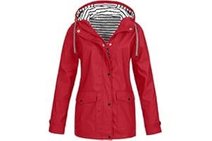 RLEHJN Manteaux Imperméables Vestes Femme Coupe-Vent Chaud Grande Taille Pardessus Épais Couleur Unie Rayé avec Cordon À Capuche Manteau de Neige Veste Vêtements D'Extérieur Automne Hiver