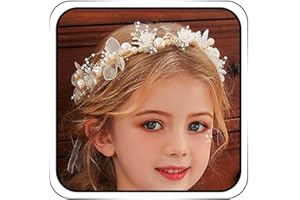 IYOU Nozze Pezzo di Capelli Oro Perla Fascia per Capelli Nuziale Baby's Respiro Cristallo Vite per Capelli per Principessa Ragazze di Fiori e Damigella D'onore (Oro)