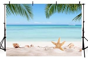 MEHOFOTO 7x5ft Summer Beach Bridal Shower Backdrop Banner Sea Palm Trees Photography Background for Picture Blue Sea Sky Tropical Birthday Wedding Party Decorations Photo Booth Studio