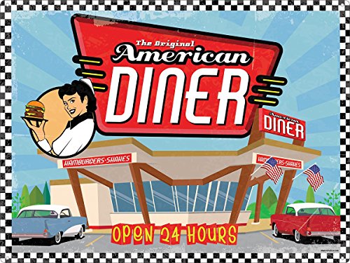 Grindstore The Original American Diner Tin Sign, Multi-Colour, 30.5 x 40.7 x 0.1 cm