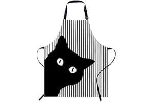 Smooffly Black Cat Face Apron Unisex Adjustable Bib Apron Cooking Kitchen Chef Women Men Aprons for Home Kitchen, Restaurant,Coffee House,Shop,Garden