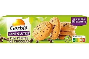 Gerblé Sans Gluten, Palet aux Pépites de Chocolat, A Base de Farine de Riz, 4 Sachets Individuels, 12 Palets, 160 g, 207699