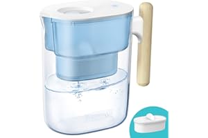 Waterdrop Chubby Cruche de Filtre à eau Avec Filtre 1 × 90 Jours, 3.5 L, Réduit le Fluorure, le Chlore et Plus, Certifiée NSF, Sans BPA, Bleu Clair (Filtre de Remplacement: WD-PF-01A Plus)
