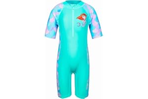 HUAANIUE Filles Enfants Maillot de Bain 1 Pièce Anti-UV UPF 50+ Enfants Filles Costume de Bain zippé 2-12 Ans